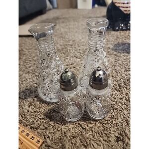 Vintage Anchor Hocking‎ Sparkle S&P, Oil & Vin Cruette- Set
